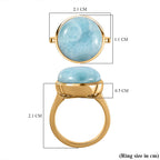 Larimar Solitaire Ring in 18K Yellow Gold Vermeil Plated Sterling Silver 11.70 Ct.