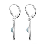 Larimar & Natural Zircon Dangling Earrings in Platinum Overlay Sterling Silver 2.10 Ct.