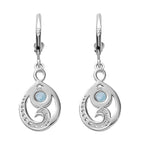 Larimar & Natural Zircon Dangling Earrings in Platinum Overlay Sterling Silver 2.10 Ct.