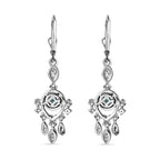 Larimar & Natural Zircon Dangling Earrings in Platinum Overlay Sterling Silver 1.70 Ct.