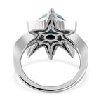 Larimar & Natural Zircon Shining Star Ring in Platinum Overlay Sterling Silver 3.10 Ct, Silver Wt. 5.00 GM