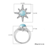 Larimar & Natural Zircon Shining Star Ring in Platinum Overlay Sterling Silver 3.10 Ct, Silver Wt. 5.00 GM