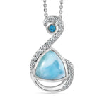 Larimar, Natural Zircon & Neon Apatite Pendant with Chain (Size 20) in Platinum Overlay Sterling Silver 2.73 Ct.