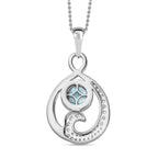 Larimar & Natural Zircon Pendant with Chain (Size 20) in Platinum Overlay Sterling Silver 3.35 Ct.