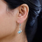 Larimar & Natural Zircon Earrings in Platinum Overlay Sterling Silver 2.00 Ct.