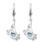 Larimar & Natural Zircon Earrings in Platinum Overlay Sterling Silver 2.00 Ct.