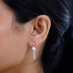 Larimar & Natural Zircon Heart Earrings in Platinum Overlay Sterling Silver 1.48 Ct.