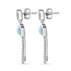 Larimar & Natural Zircon Heart Earrings in Platinum Overlay Sterling Silver 1.48 Ct.