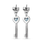 Larimar & Natural Zircon Heart Earrings in Platinum Overlay Sterling Silver 1.48 Ct.