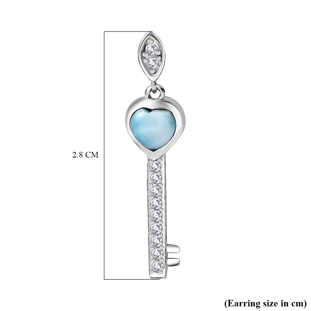 Larimar &amp; Natural Zircon Heart Earrings in Platinum Overlay Sterling Silver 1.48 Ct. 7717880 6
