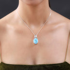 Larimar and Multi-Tourmaline Pendant with Chain (Size- 20) in Platinum Overlay Sterling Silver 17.96 Ct, Silver Wt. 6.29 Gms