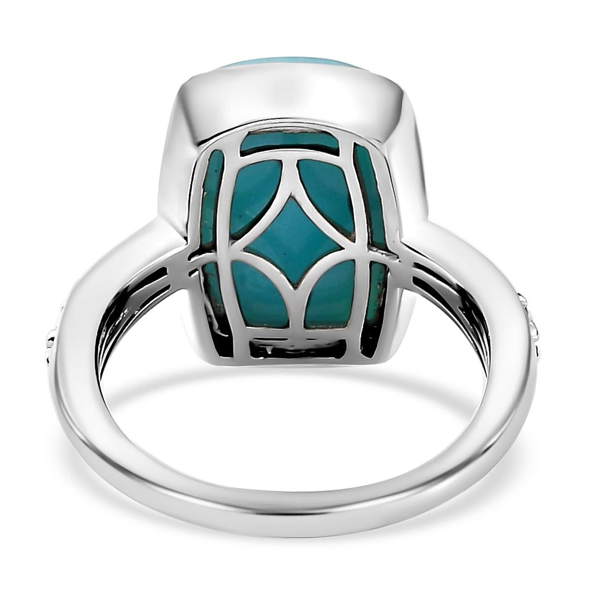 Larimar and Natural Zircon Ring in Platinum Overlay Sterling Silver 8.24 Ct. 7168033 5