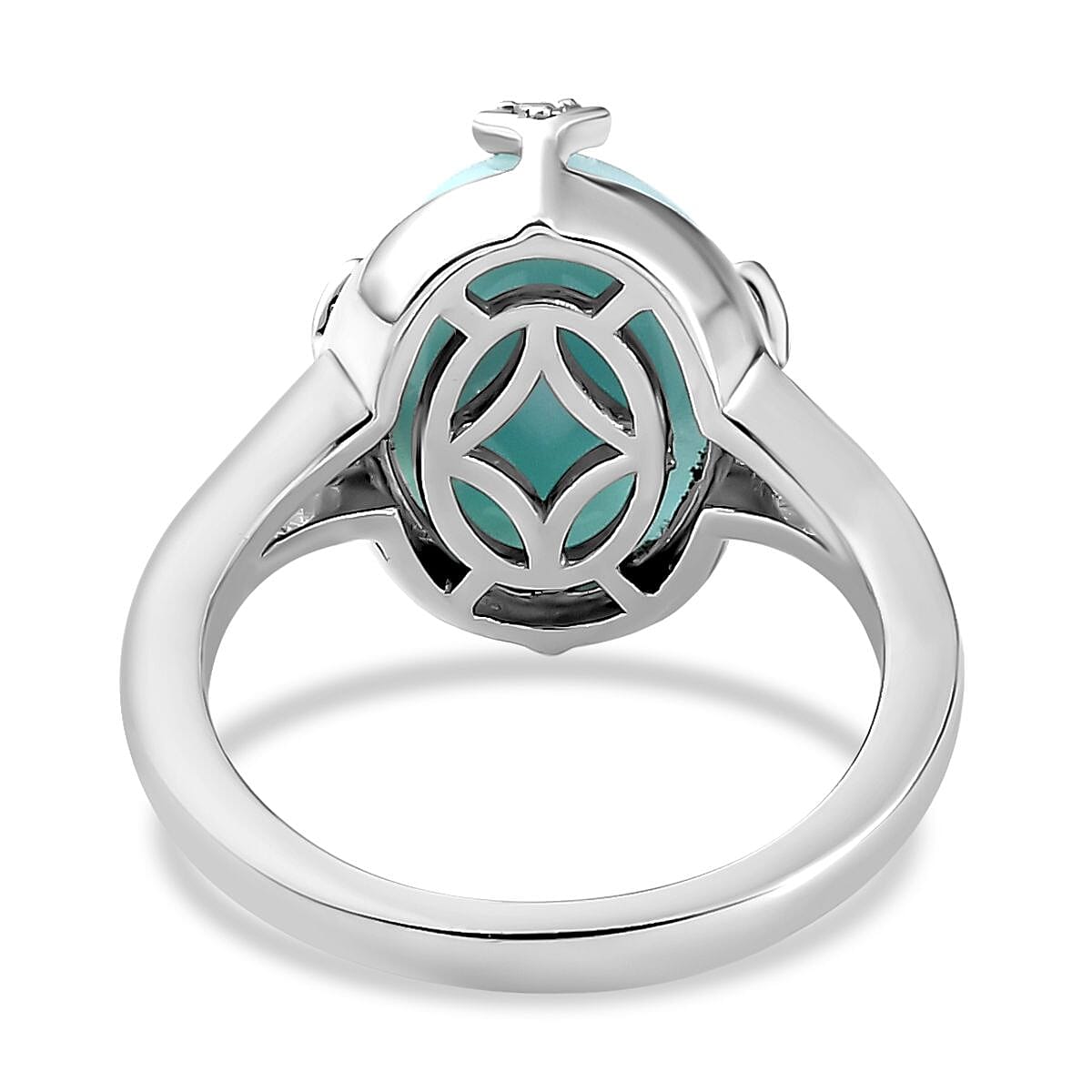 Larimar and Natural Zircon Ring in Platinum Overlay Sterling Silver 6.35 Ct. 7169910 5
