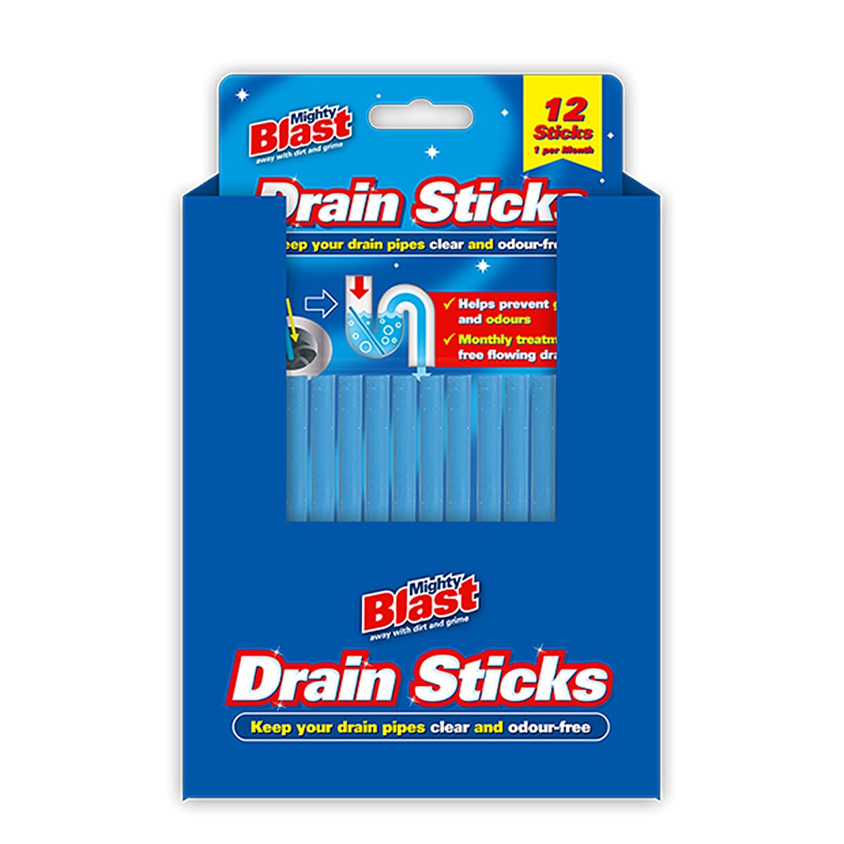 Mighty Blast - Set of 12 Drain Sticks - Blue 7721504 0