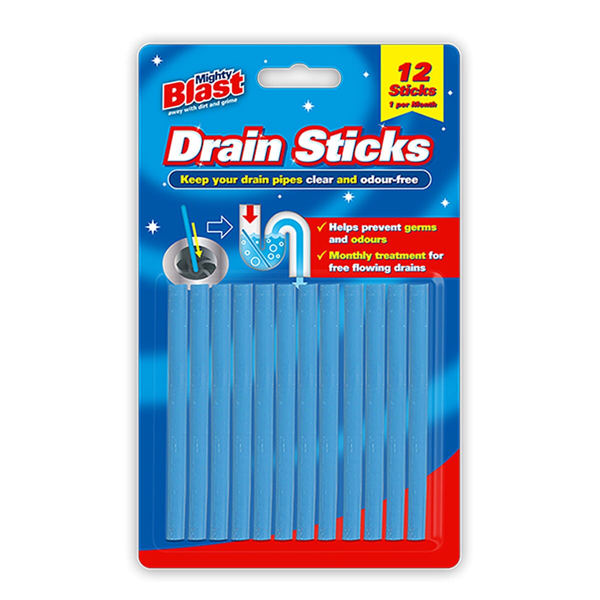 Mighty Blast - Set of 12 Drain Sticks - Blue 7721504 3