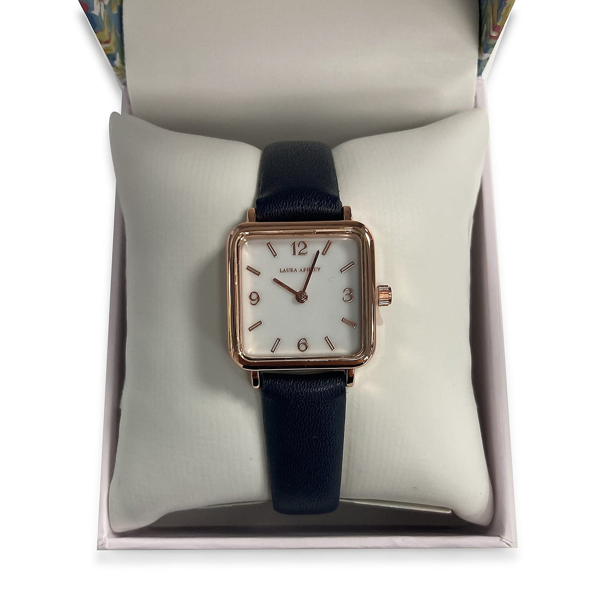 Laura Ashley Japanese Quartz Movement Womens Square  Watch with Navy Strap 7569219 0