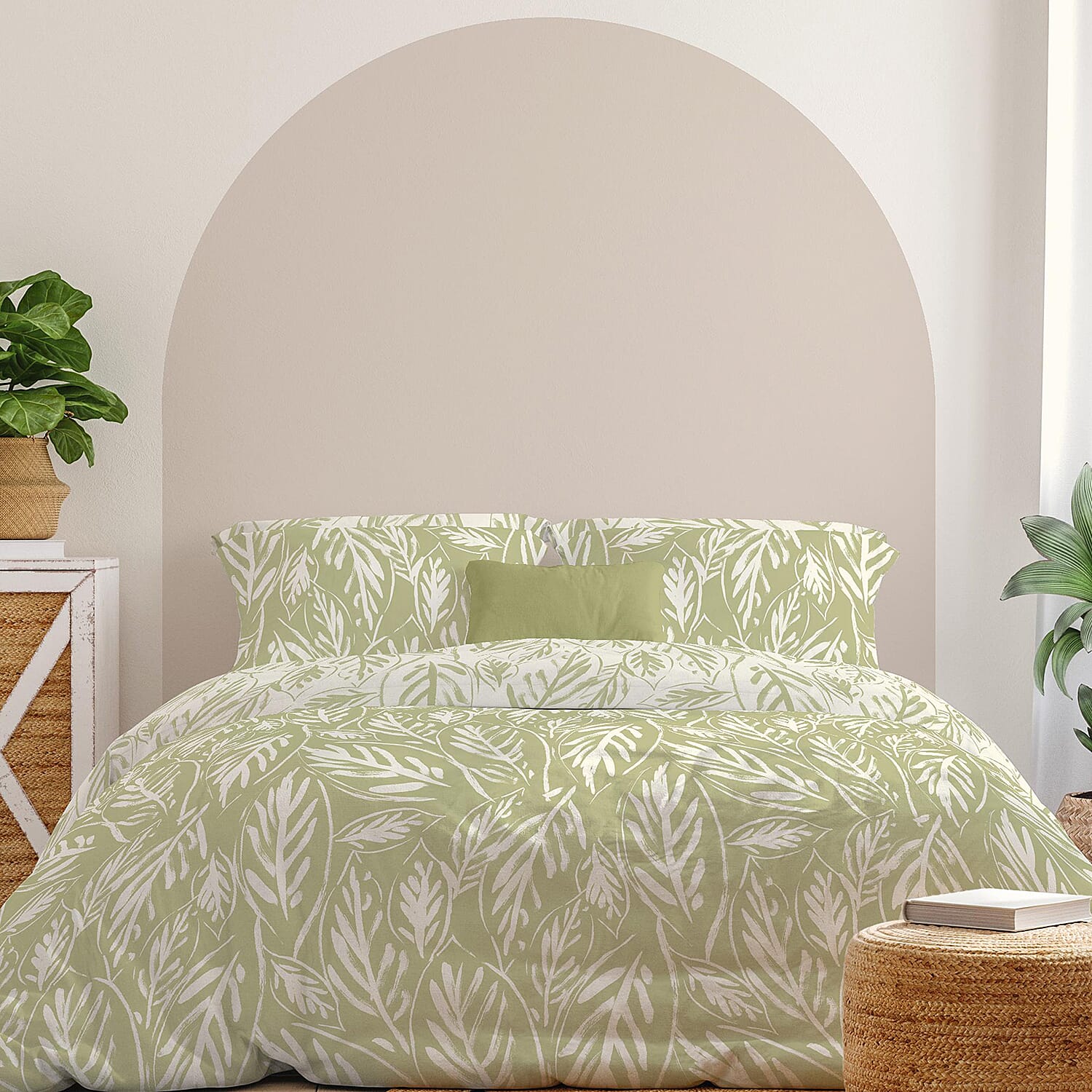 Copenhagen Home Laura Green Bamboo Duvet Cover Set 2 x Pillowcases Single 7930691 0