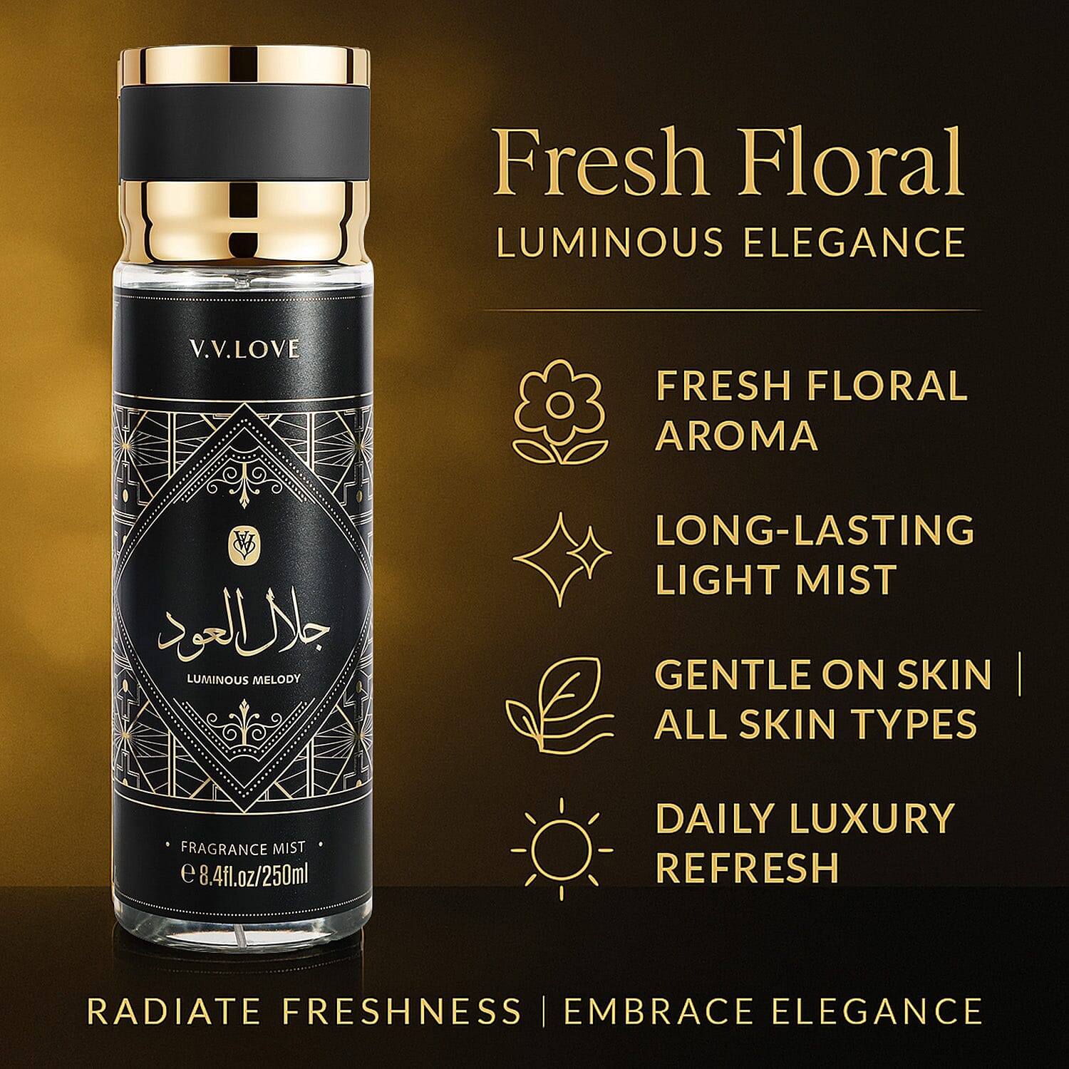 Laurelle Luminous Melody Fragrance Mist 250ml | Long-Lasting Fresh Floral 8306406 2