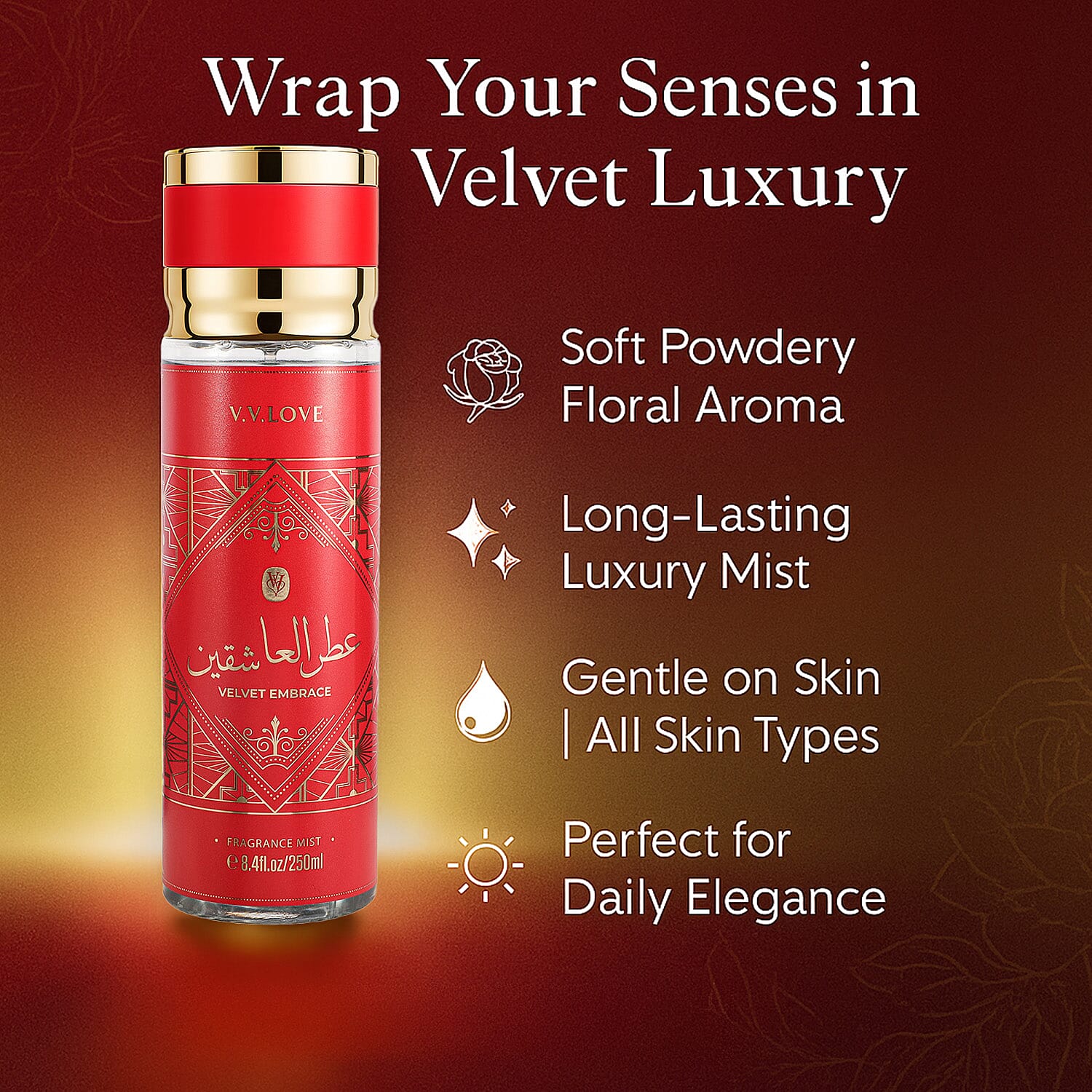 Laurelle Velvet Embrace Fragrance Mist 250ml | Soft Powdery Floral 8306407 2