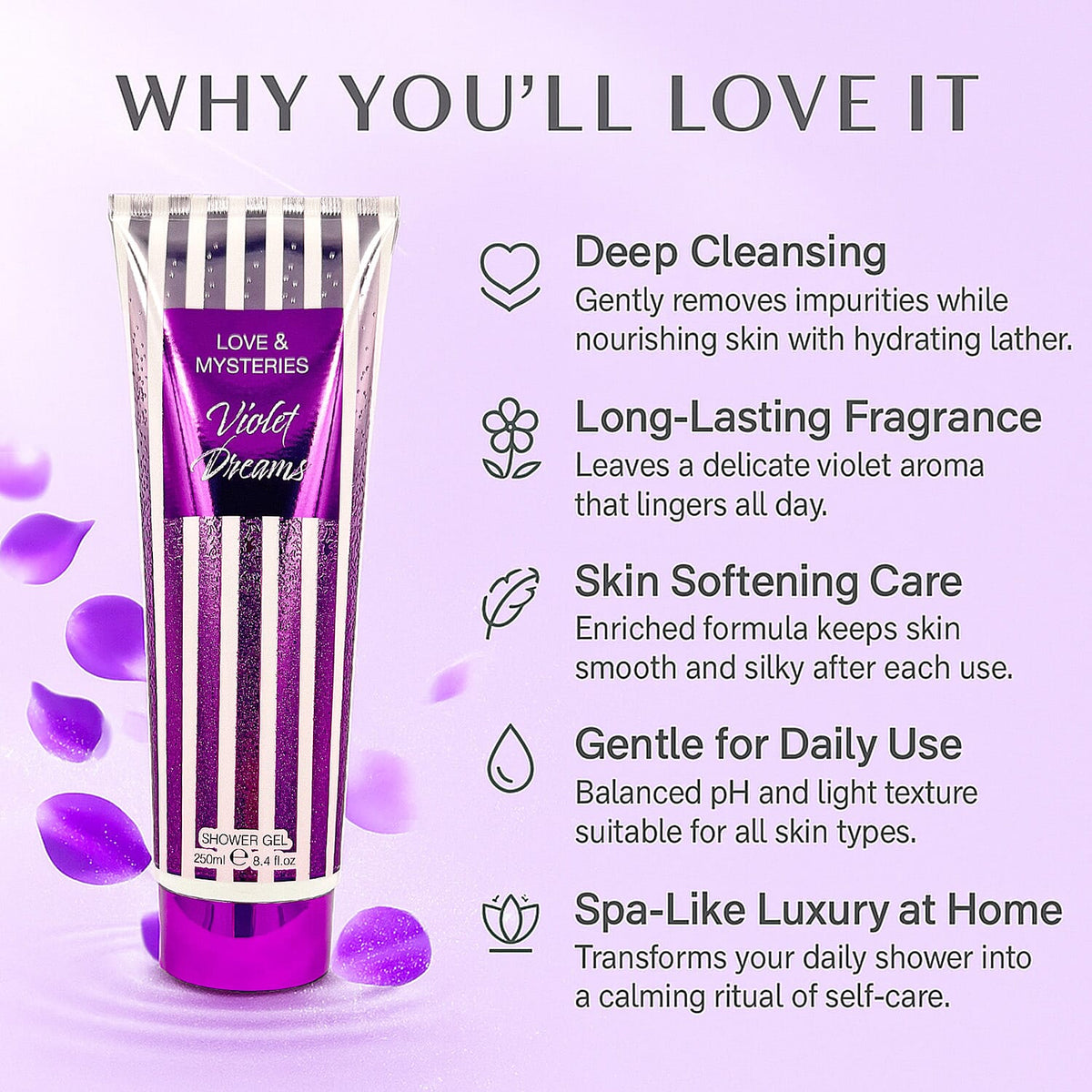 Laurelle Violet Dreams Shower Gel 250ml | Body Wash 8306396 2