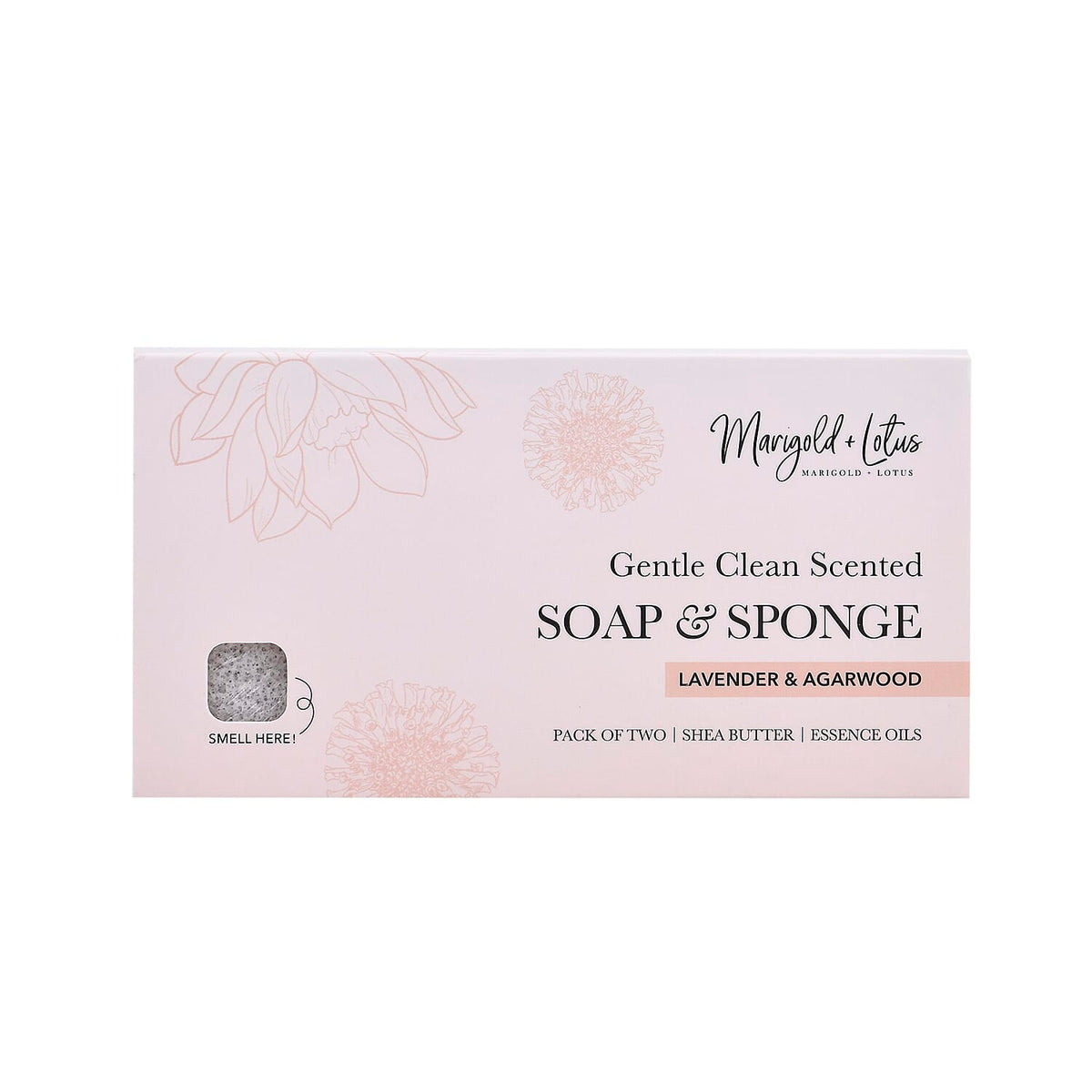 Marigold &amp; Lotus Set of 2 Gentle Clean Scented Soap &amp; Sponge - Lavender &amp; Agarwood Oud 7972188 5