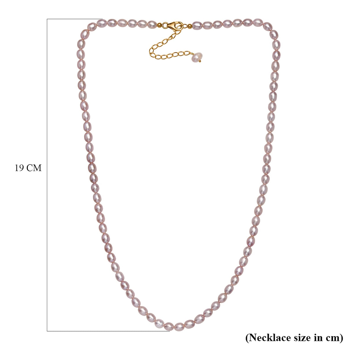 Lavender Pearl Necklace with Lobster Clasp (Size - 20-2 Ext) in 18K Vermeil Yellow Gold Plated Sterling Silver 8125522 11
