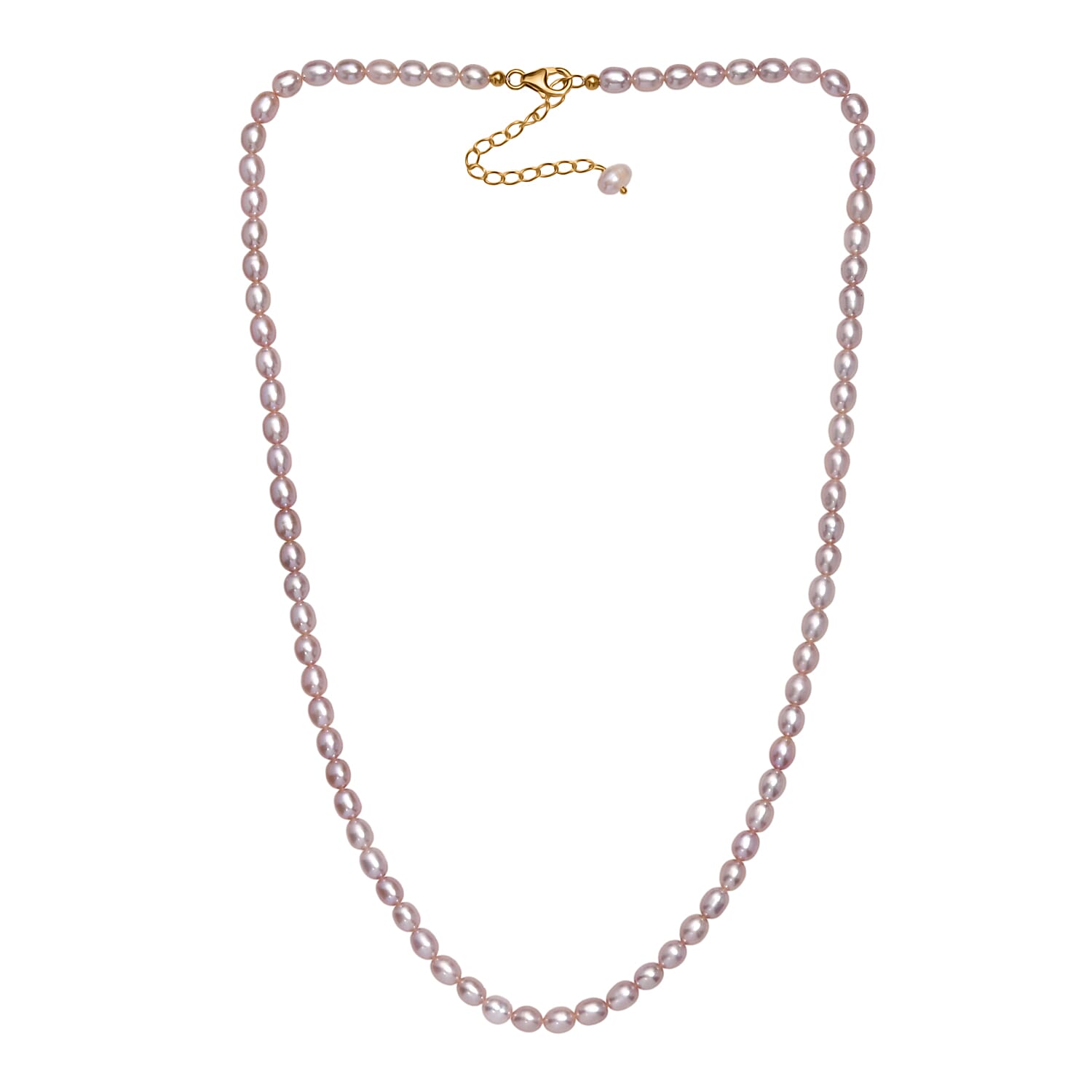 Lavender Pearl Necklace with Lobster Clasp (Size - 20-2 Ext) in 18K Vermeil Yellow Gold Plated Sterling Silver 8125522 8
