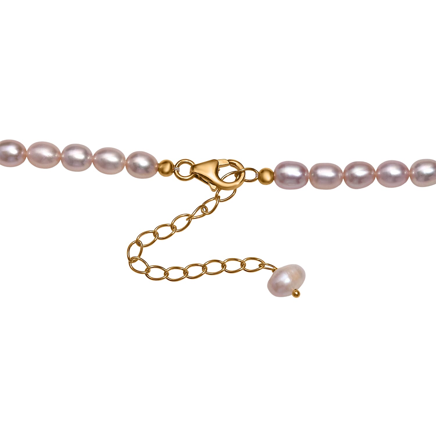 Lavender Pearl Necklace with Lobster Clasp (Size - 20-2 Ext) in 18K Vermeil Yellow Gold Plated Sterling Silver 8125522 10