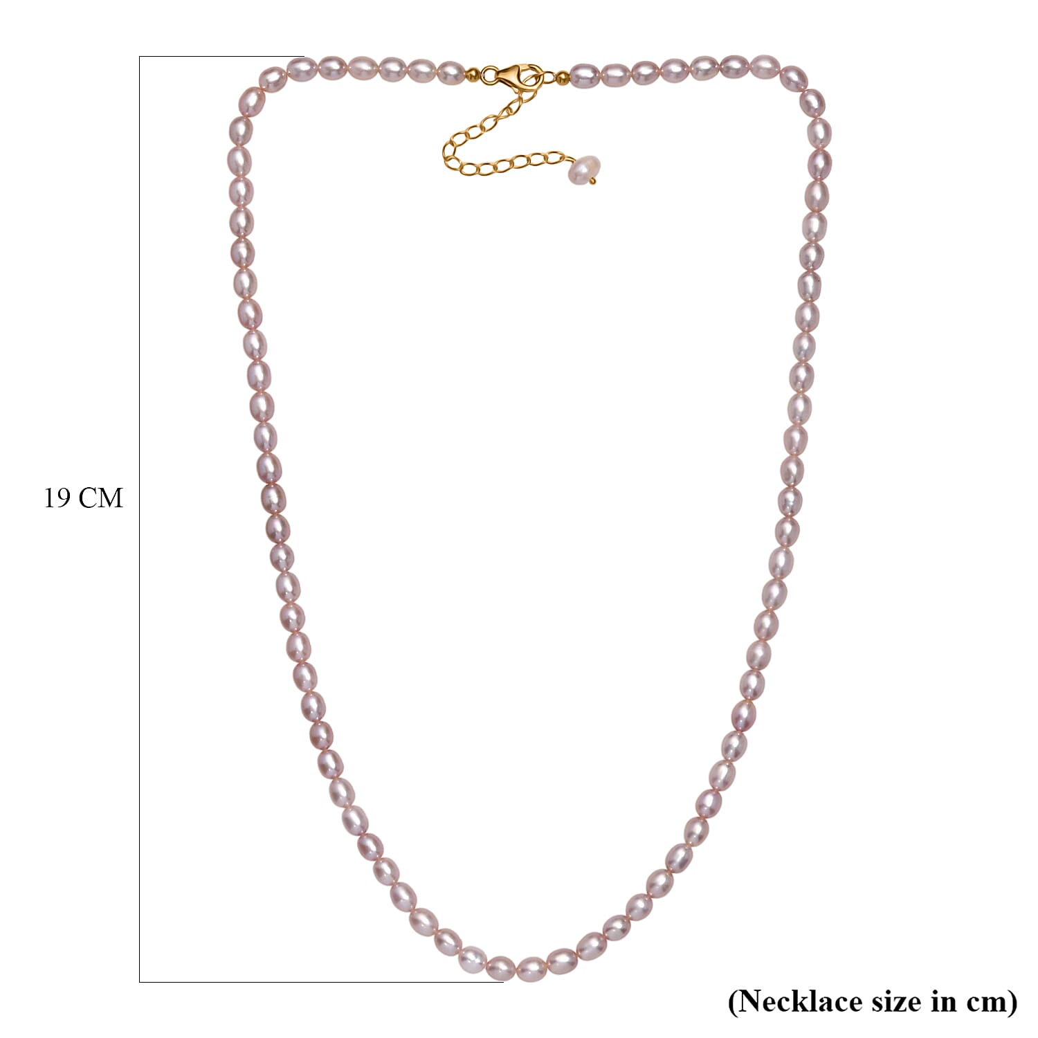 Lavender Pearl Necklace with Lobster Clasp (Size - 20-2 Ext) in 18K Vermeil Yellow Gold Plated Sterling Silver 8125522 12