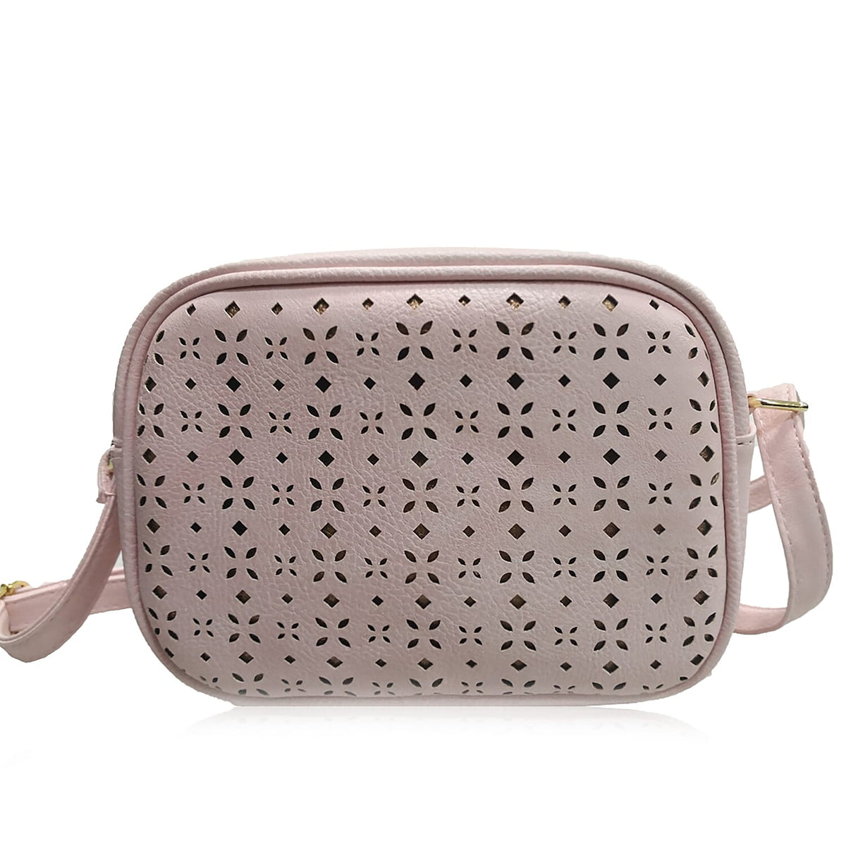 Lazer Cut Crossbody Bag with Shoulder Strap - Pink 7166090 0