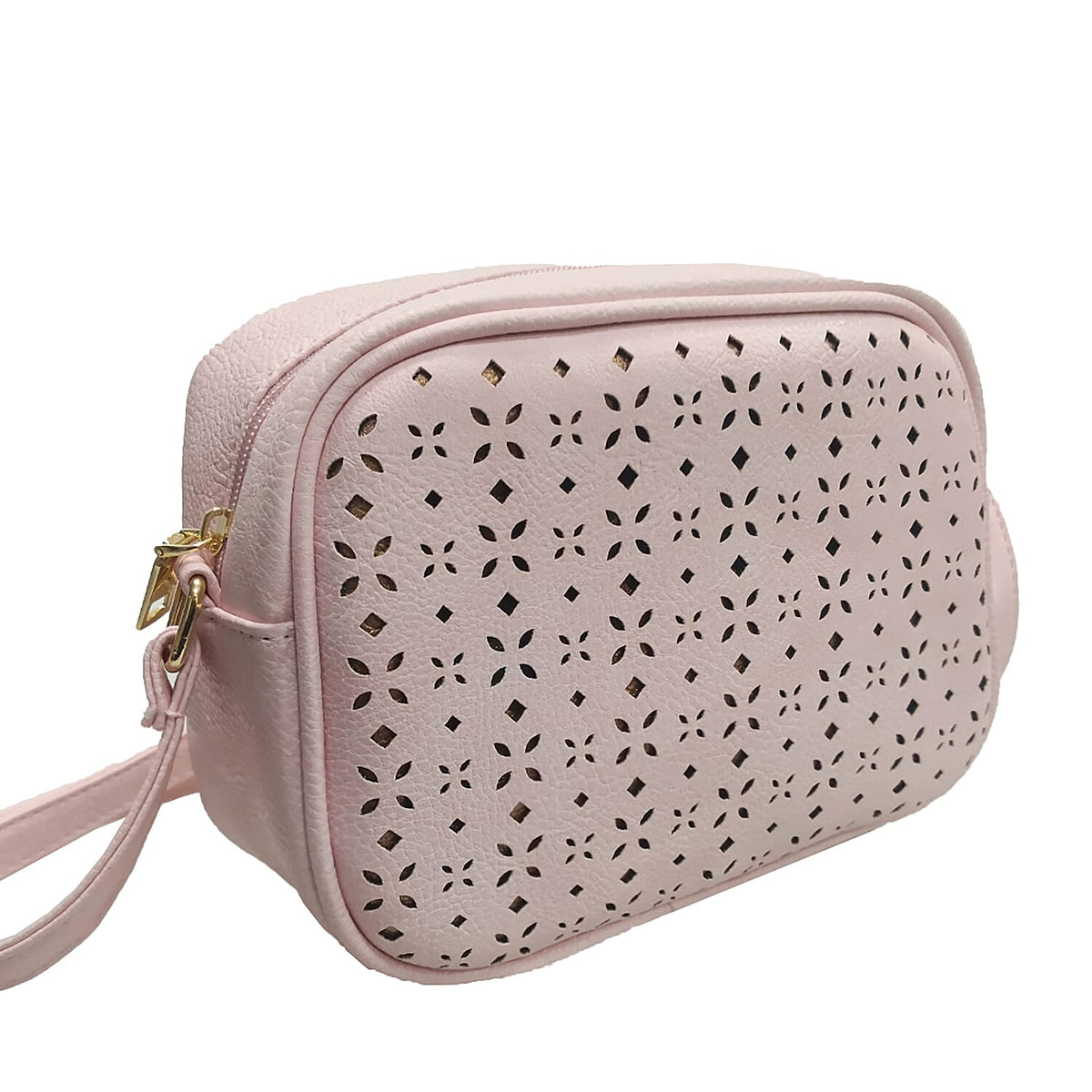 Lazer Cut Crossbody Bag with Shoulder Strap - Pink 7166090 3