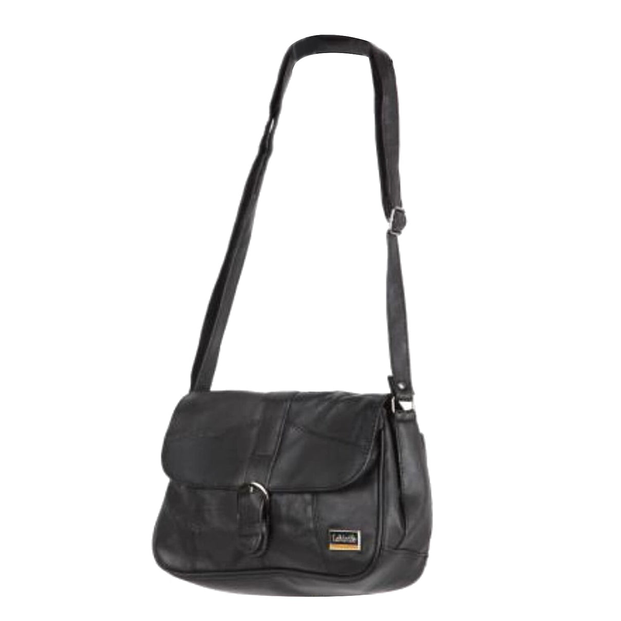 Le Monde Genuine Leather Ladies Messenger Bag with Adjustable Shoulder Strap - Black 7670832 0