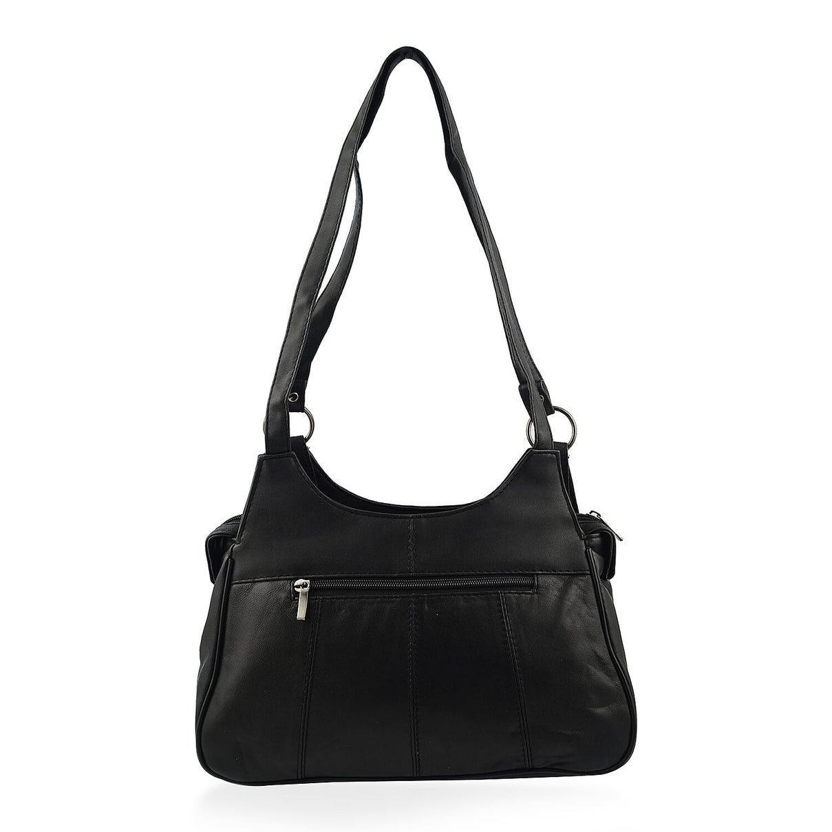 Le Monde Genuine Leather Ladies Tote Bag with Side Pocket &amp; Handle Drop - Black 7670830 1