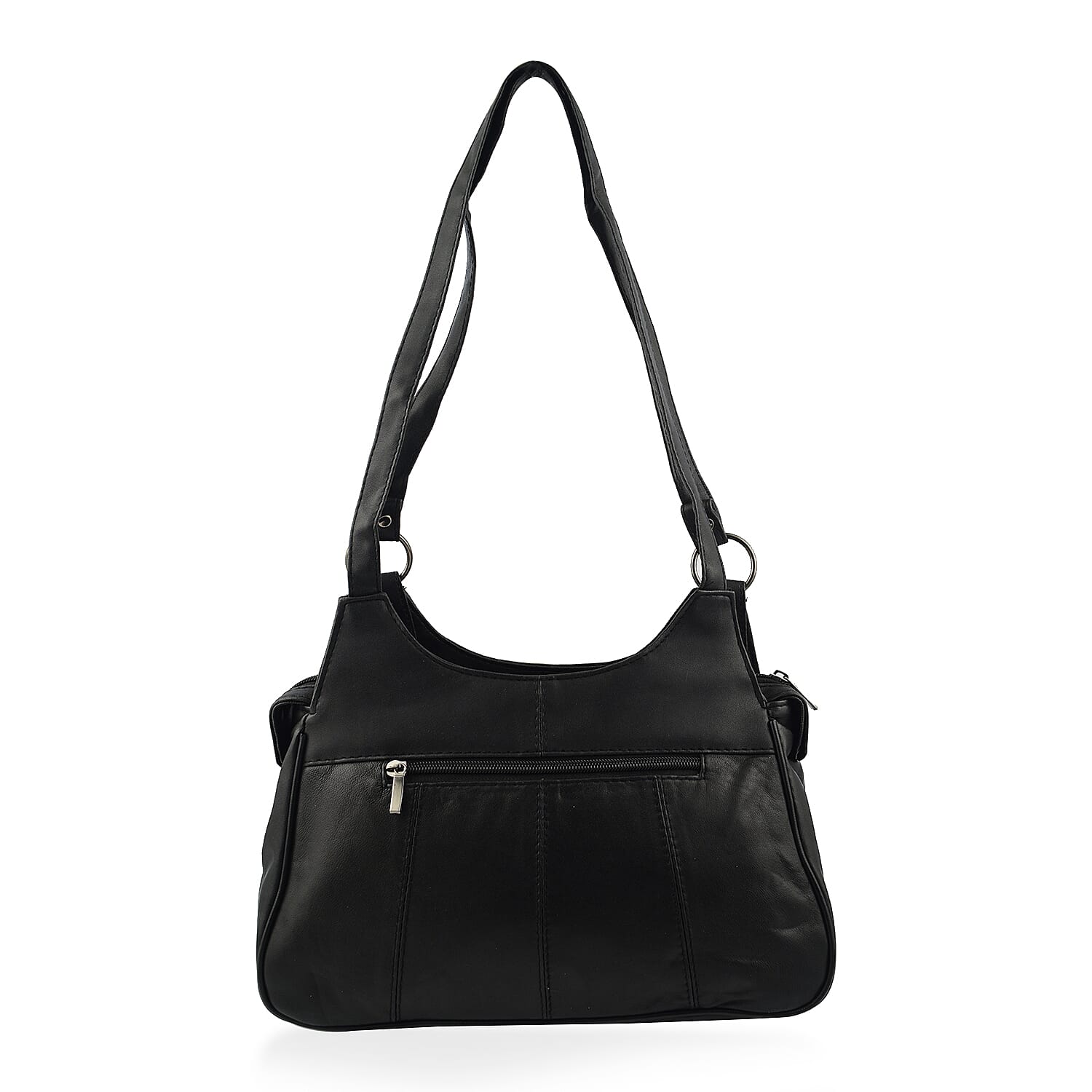 Le Monde Genuine Leather Ladies Tote Bag with Side Pocket &amp; Handle Drop - Black 7670830 1