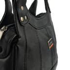 Le Monde Genuine Leather Ladies Tote Bag with Side Pocket & Handle Drop - Black