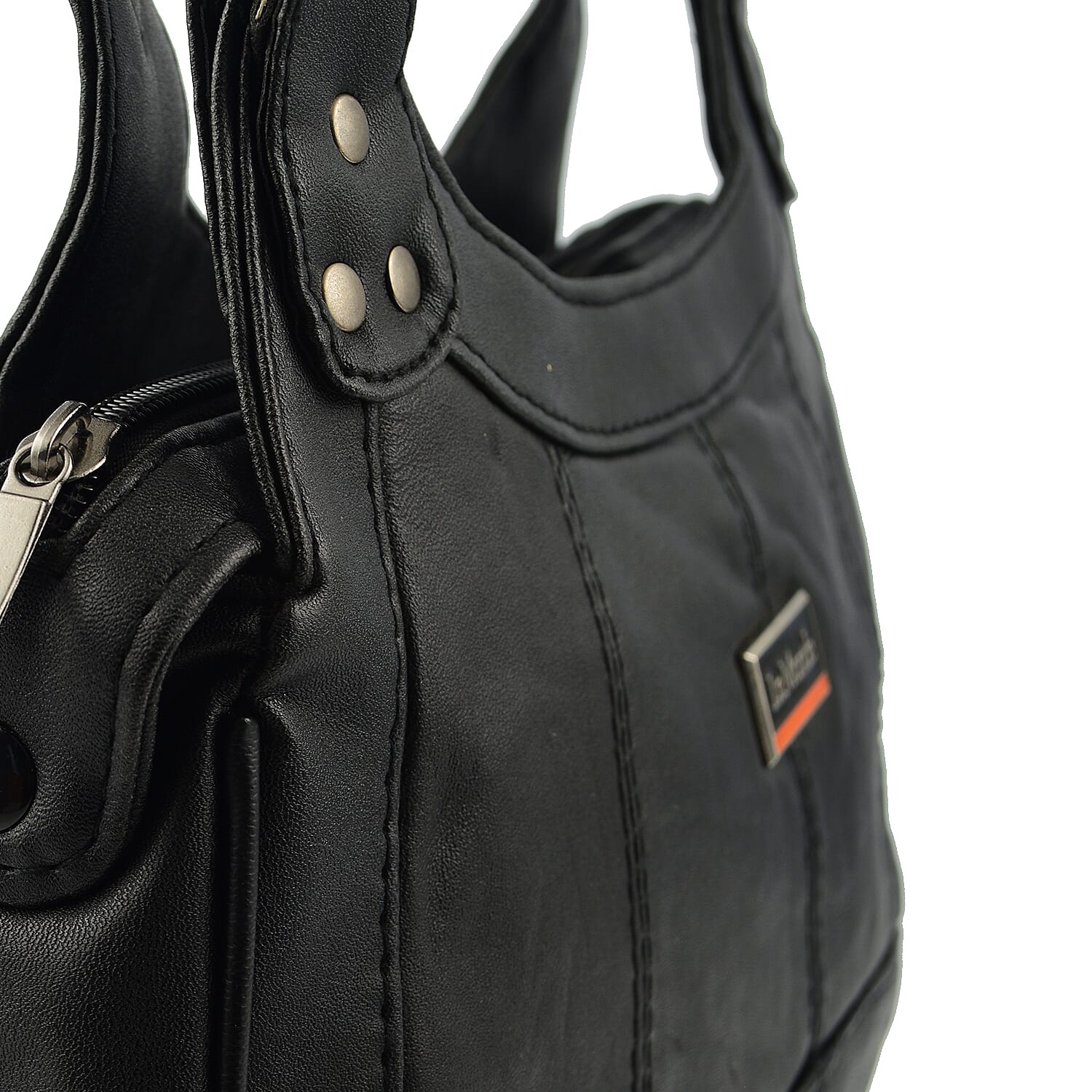 Le Monde Genuine Leather Ladies Tote Bag with Side Pocket &amp; Handle Drop - Black 7670830 3