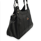 Le Monde Genuine Leather Ladies Tote Bag with Side Pocket & Handle Drop - Black