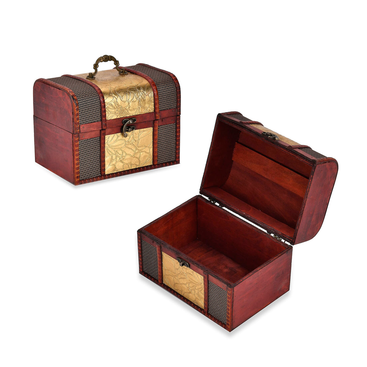 Antique Style Leaf Pattern Wooden Storage Box 7696036 0