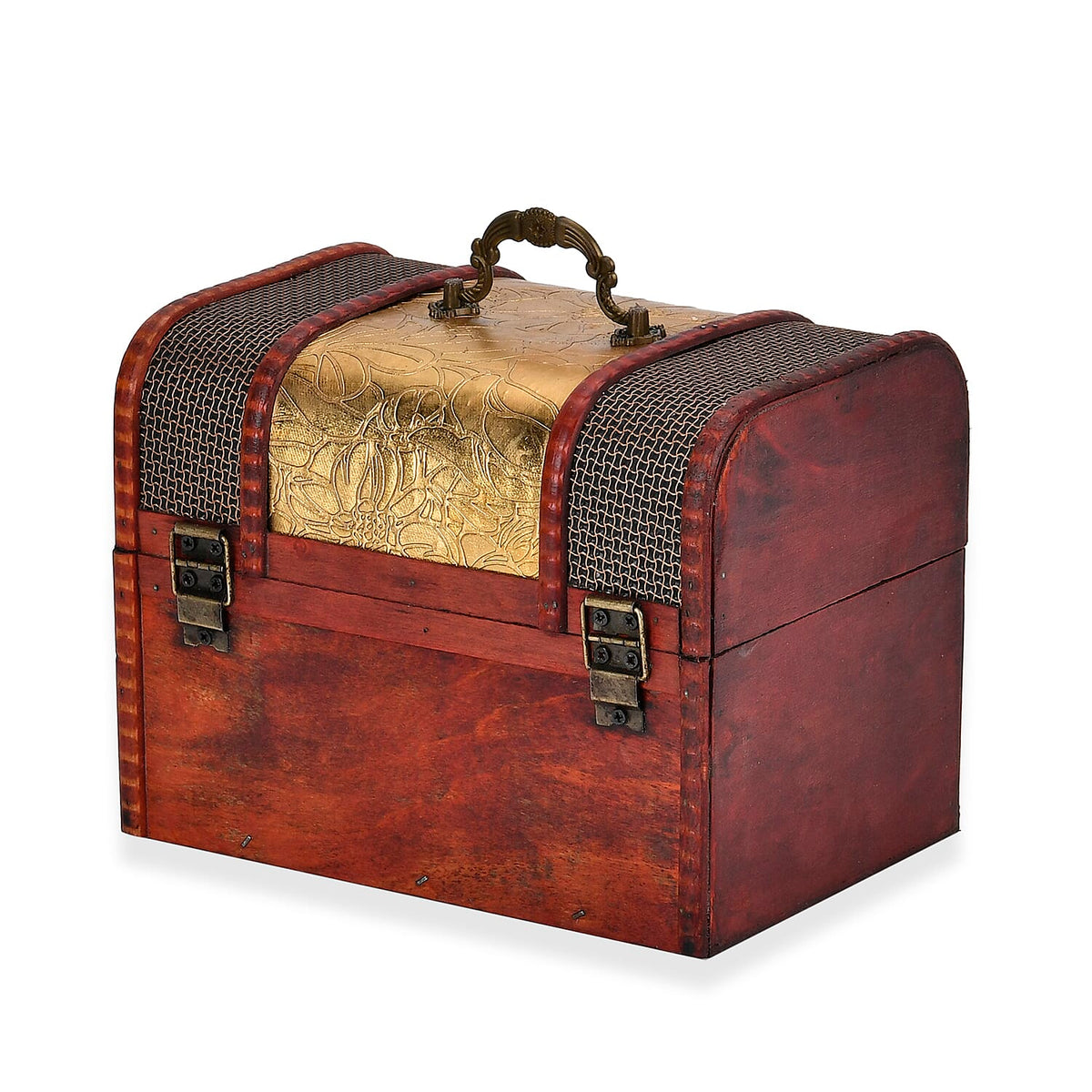 Antique Style Leaf Pattern Wooden Storage Box 7696036 3