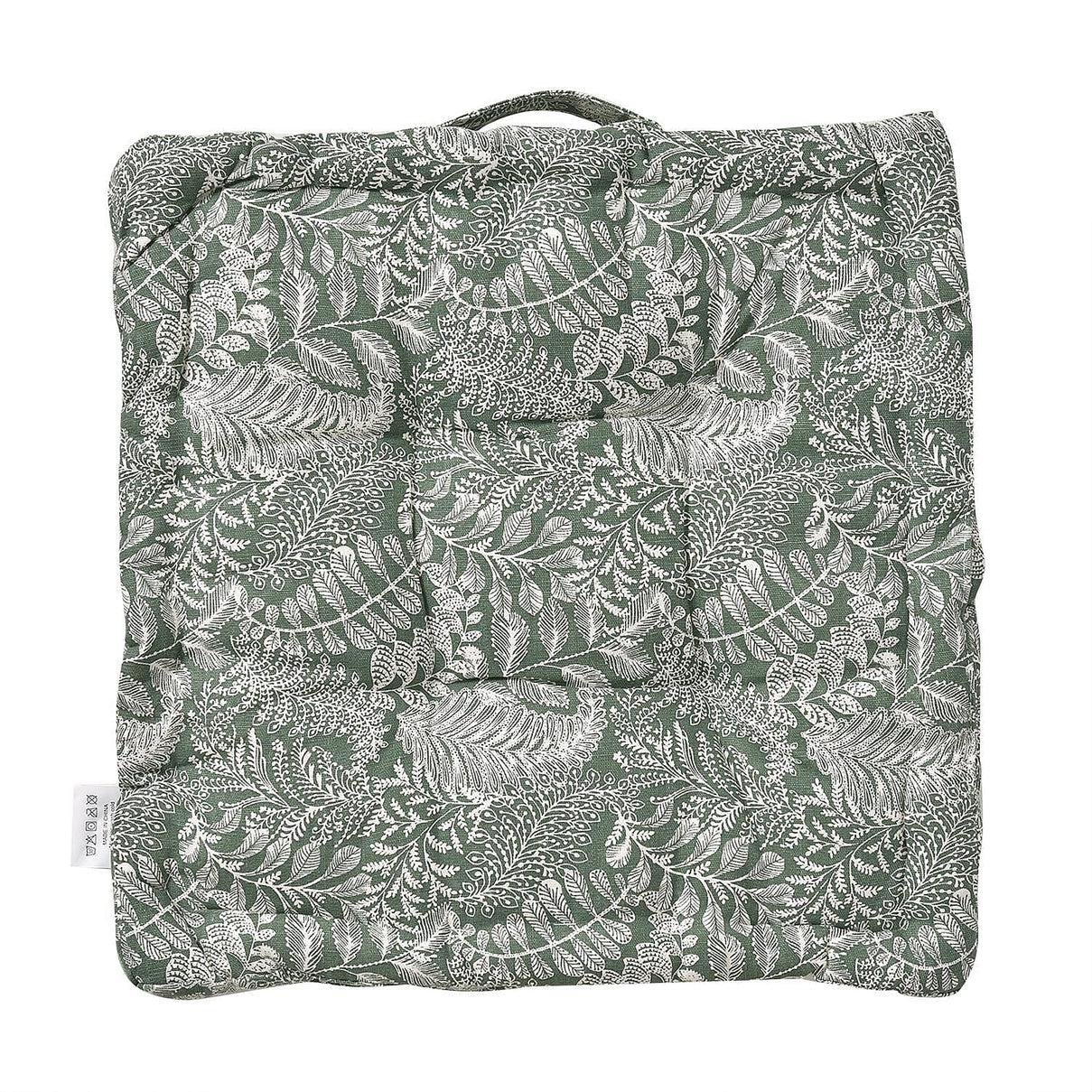 Stylish Leaf Pattern Square Floor Cushion (Size 40 cm) - Olive 7247663 0