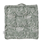 Stylish Leaf Pattern Square Floor Cushion (Size 40 cm) - Olive