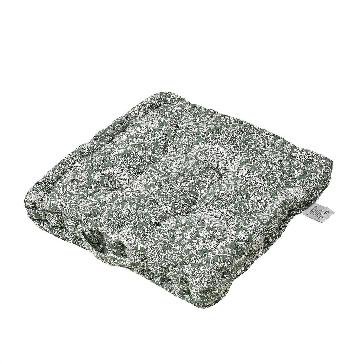 Stylish Leaf Pattern Square Floor Cushion (Size 40 cm) - Olive 7247663 1
