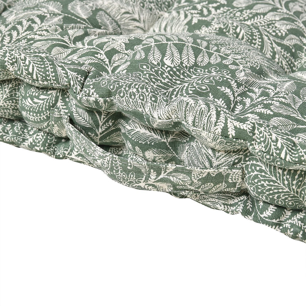 Stylish Leaf Pattern Square Floor Cushion (Size 40 cm) - Olive