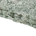 Stylish Leaf Pattern Square Floor Cushion (Size 40 cm) - Olive