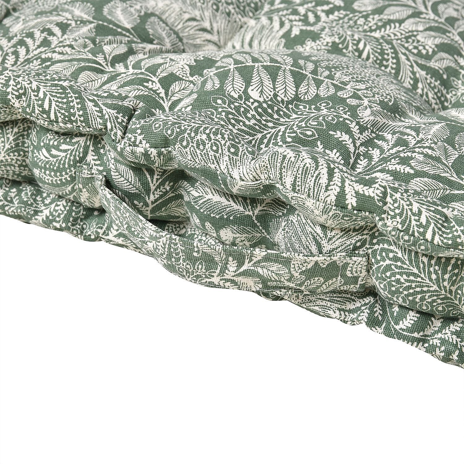 Stylish Leaf Pattern Square Floor Cushion (Size 40 cm) - Olive 7247663 2