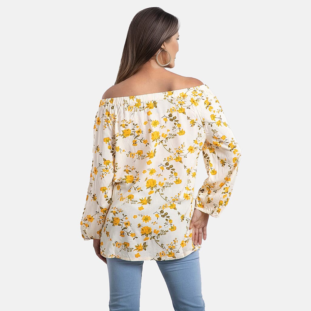 Leaf Pattern Off Shoulder Women's Top 6512502 2