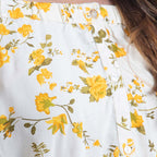 100% Viscose Floral Pattern Off Shoulder Top (Size-10) - Light Yellow