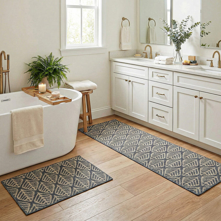 Leaf Pattern Rug - Door Mat (Size 150x50cm) - Grey 7778871 1