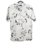 Leaf Print Half Sleeves Mens Shirt (Size M) - White