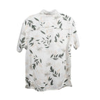 Leaf Print Half Sleeves Mens Shirt (Size S) - White